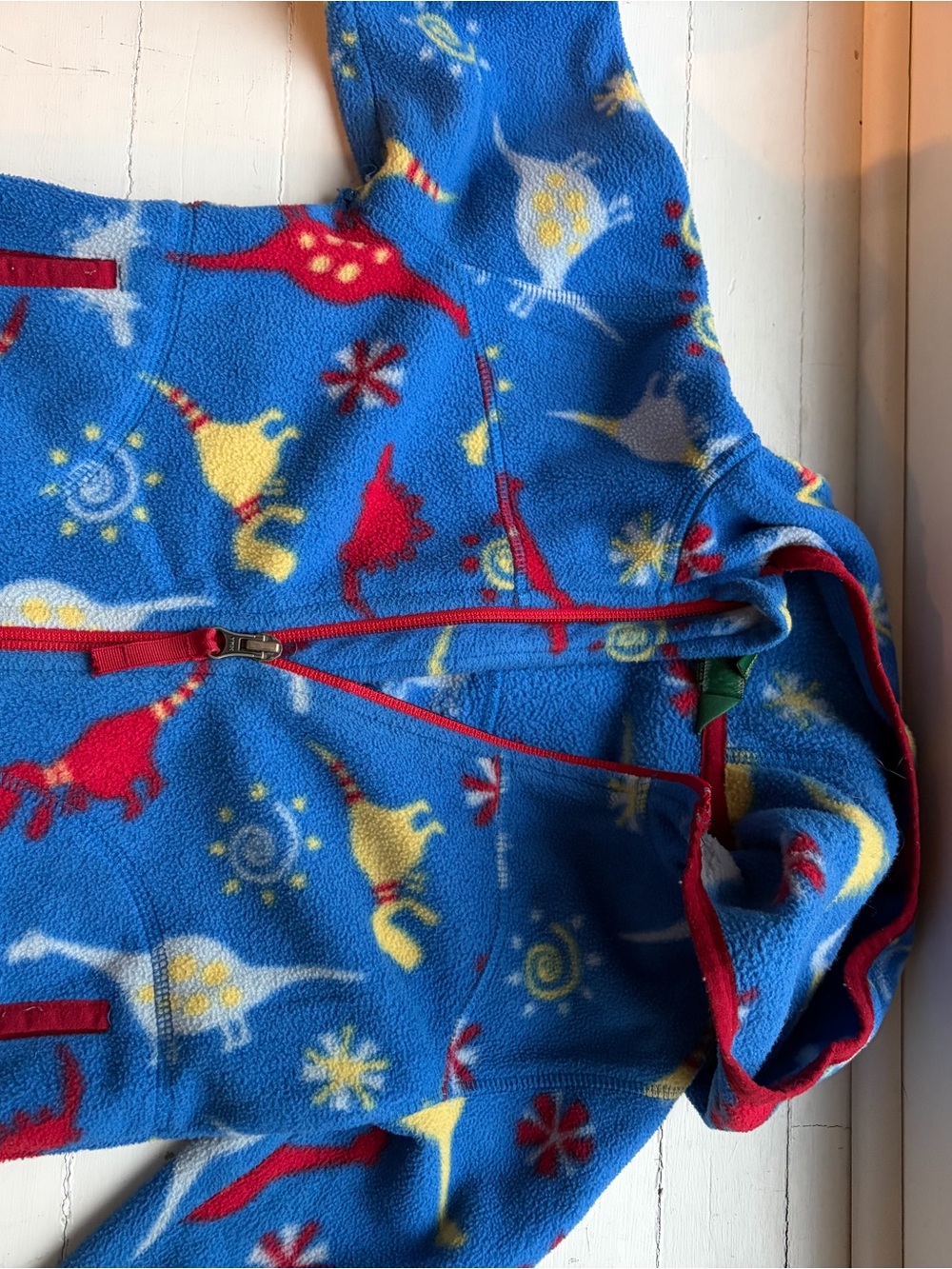 L.L. Bean Blue Fleece Hoodie with Red Trim and Green Label